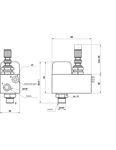 Zawór zwrotny -sterowany G1/8' z regulacją przepływu | Hydraulika | Eshop Dopak | Wszystko dla Przemysłu