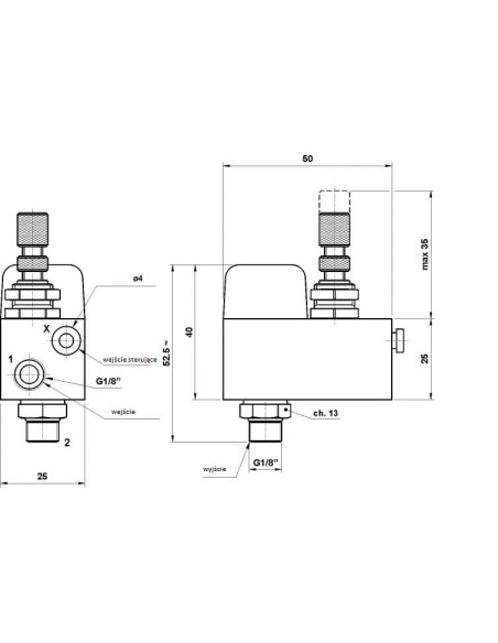 Zawór zwrotny -sterowany G1/8' z regulacją przepływu | Hydraulika | Eshop Dopak | Wszystko dla Przemysłu