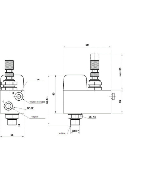 Zawór blokujący G1/8' z regulacją przepływu | Hydraulika | Eshop Dopak | Wszystko dla Przemysłu