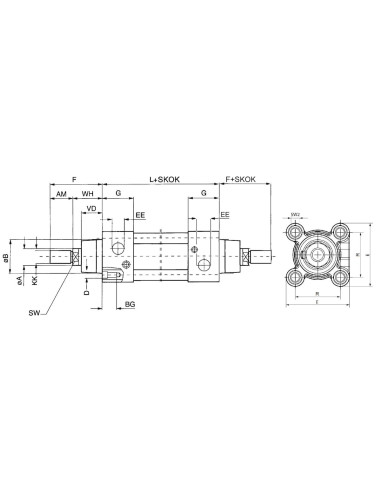 Siłownik ISO6431 D40x200 metalowy zgarniacz | Pneumatyka | Eshop Dopak | Wszystko dla Przemysłu