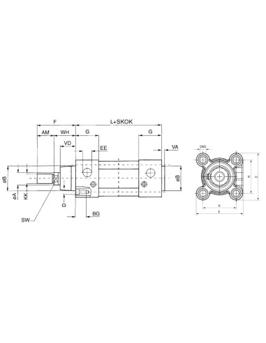Siłownik pneumatyczny ISO15552/6431 D100x800 z metalowym zgarniaczem, amortyzacja pneumatyczna | Pneumatyka | Eshop Dopak | Wszy