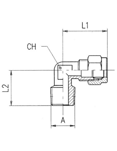 Złączka skręcana kątowa do rur miedzianych 12 mm G 3/8 GW, mosiądz niklowany