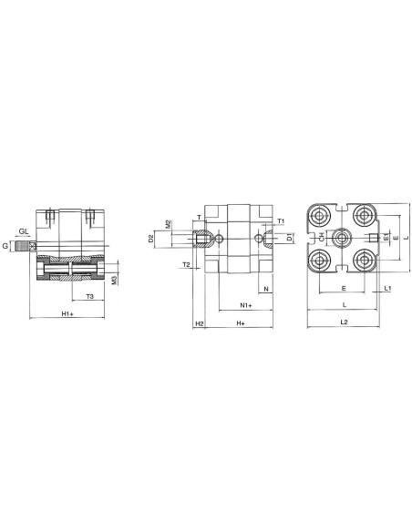 Siłownik pneumatyczny kompaktowy, D80x65 UNITOP, z gwintem zewnętrznym | Pneumatyka | Eshop Dopak | Wszystko dla Przemysłu
