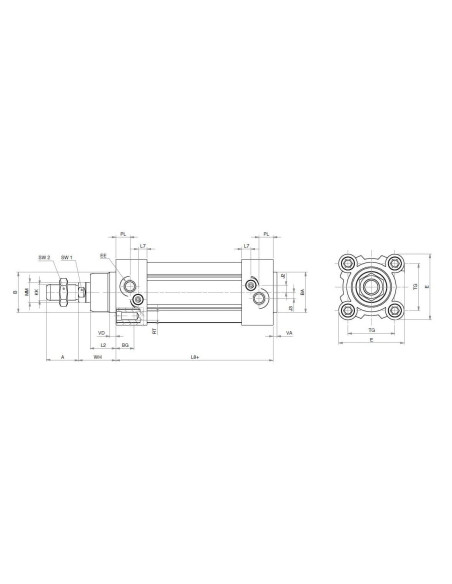 Siłownik ISO15552 D32x100 antyobrotowy | Pneumatyka | Eshop Dopak | Wszystko dla Przemysłu