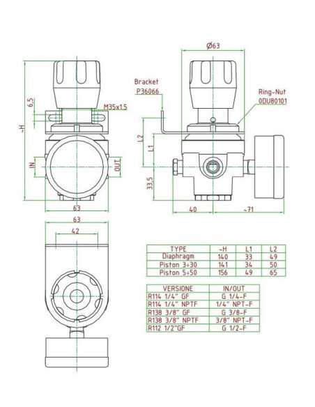 Reduktor ciśnienia G1/4w max 30bar 0,3-3 bar O2 | Pneumatyka | Eshop Dopak | Wszystko dla Przemysłu