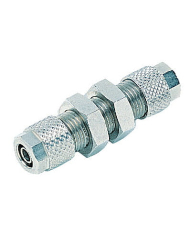 Złączka pneumatyczna skręcana prosta grodziowa M14x1, do węża fi 10x8 mm, mosiądz niklowany | Pneumatyka | Eshop Dopak | Wszystk
