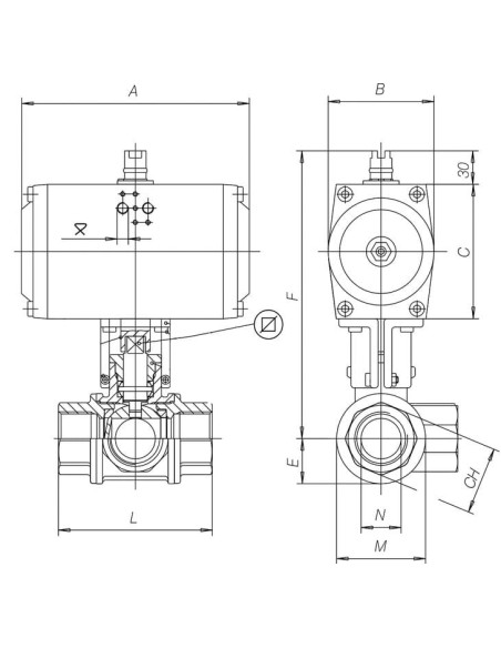 Zawór kulowy trójdrożny DELTA 1" "L" z napędem pneumatycznym pojedynczego działania | Hydraulika | Eshop Dopak | Wszystko dla Pr