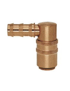 Szybkozłącze do form wtrys. DN6 Hasco, kątowe 90st pod wąż Push-lock 10 mm, z zaworem
