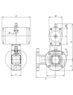Zawór kulowy kołnierzowy MOON3W DN25 "T" AISI 316, z napędem pneumatycznym | Hydraulika | Eshop Dopak | Wszystko dla Przemysłu 2
