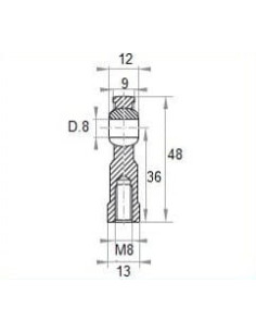 Końcówka prosta z przegubem kulowym, D20, M8 stal nierdzew | Mechanika Przemysłowa | Sklep Eshop Dopak