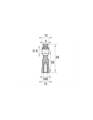 Końcówka prosta z przegubem kulowym, D20, M8 stal nierdzew | Mechanika Przemysłowa | Sklep Eshop Dopak