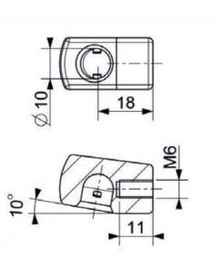 Mocowanie sprężyny gazowej z gwintem M6 gniazdo fi 10 mm, długość 25 mm, do 400N | Mechanika Przemysłowa | Sklep Eshop Dopak 2