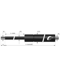 Sprężyna gazowa pchająca 8/18 z gwintem M6 250N, skok 80 mm, długość 205 mm | Mechanika Przemysłowa | Sklep Eshop Dopak 2