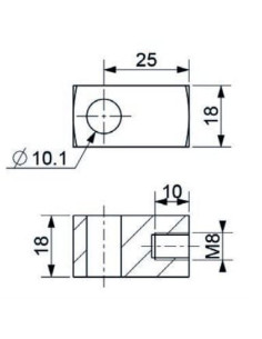 Mocowanie sprężyny gazowej z gwintem M8 ucho fi 10,1 mm, długość 25 mm | Mechanika Przemysłowa | Sklep Eshop Dopak