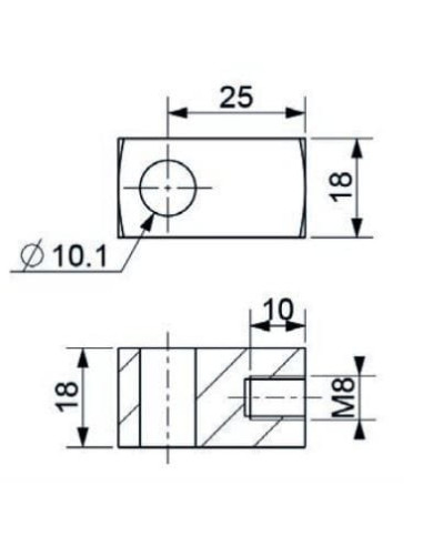Mocowanie sprężyny gazowej z gwintem M8 ucho fi 10,1 mm, długość 25 mm | Mechanika Przemysłowa | Sklep Eshop Dopak