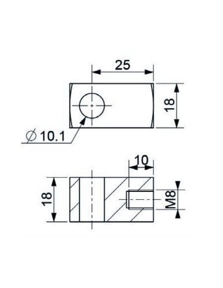 Mocowanie sprężyny gazowej z gwintem M8 ucho fi 10,1 mm, długość 25 mm | Mechanika Przemysłowa | Sklep Eshop Dopak