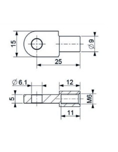 Mocowanie sprężyny gazowej z gwintem M6 ucho fi 6,1 mm, długość 25 mm | Mechanika Przemysłowa | Sklep Eshop Dopak 2