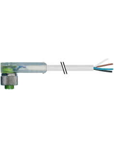Konektor M12 żeński, kątowy z LED, z wolnym końcem przewodów, 7000-12421-2240300, MURR ELEKTRONIK | Przewody i Złącza | Eshop Do