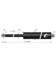 Sprężyna gazowa pchająca 10/21 z gwintem M8 200N, skok 250 mm, długość 555 mm | Mechanika Przemysłowa | Sklep Eshop Dopak 2