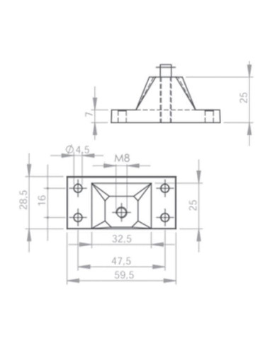 Mocowanie sprężyny gazowej naścienne, tul. fi 8 mm proste ze śrubą, do 800N | Mechanika Przemysłowa | Sklep Eshop Dopak