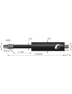 Sprężyna gazowa ciągnąca 10/28 z gwintem M8 1200N, skok 150 mm, długość 400 mm | Mechanika Przemysłowa | Sklep Eshop Dopak 2