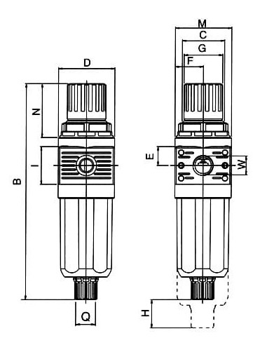 Filtroreduktor G 1/8 GW do 15 bar, regulacja 0-12 bar, 20 mikronów, bez manometru, Standard mini | Pneumatyka | Eshop Dopak | Ws