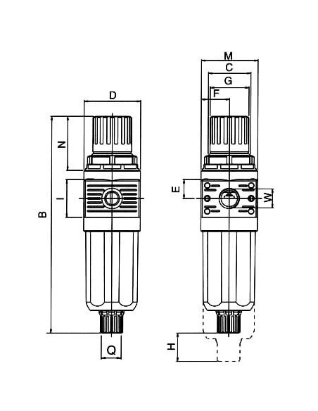Filtroreduktor G 1/8 GW do 15 bar, regulacja 0-12 bar, 20 mikronów, bez manometru, Standard mini | Pneumatyka | Eshop Dopak | Ws