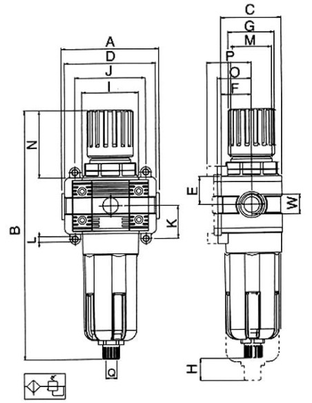 Filtroreduktor G 1/2 GW do 15 bar, regulacja 0-12 bar, 20 mikronów, bez manometru, Standard | Pneumatyka | Eshop Dopak | Wszystk