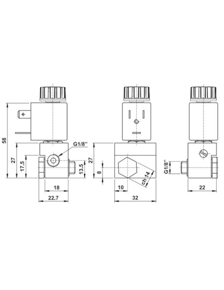 Elektrozawór  3/2 G 1/8, obrotowy ze śrubą montażową, AZ Pneumatica | Pneumatyka | Eshop Dopak | Wszystko dla Przemysłu