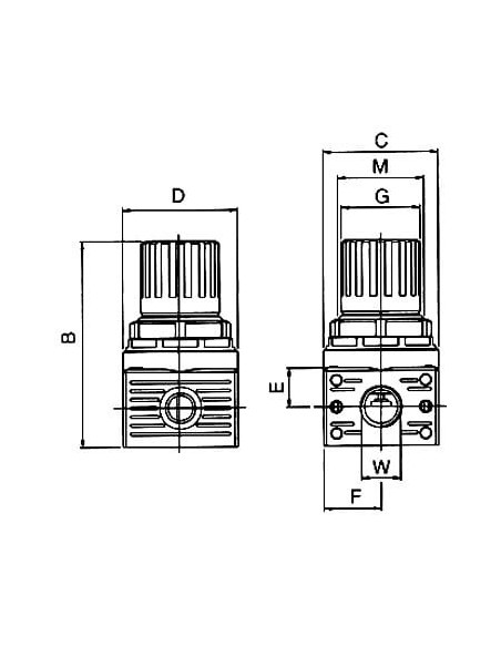 Reduktor ciśnienia powietrza G 1/8 GW do 15 bar, regulacja 0-12 bar, bez manometru, Standard mini | Pneumatyka | Eshop Dopak | W