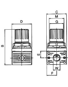 Reduktor ciśnienia powietrza G 1/4 GW do 15 bar, regulacja 0-12 bar, bez manometru, Standard mini | Pneumatyka | Eshop Dopak | W 2