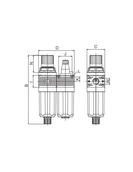 Blok przygotowania powietrza G 1/4 GW do 15 bar, regulacja 0-12 bar, bez manometru, 20 um | Pneumatyka | Eshop Dopak | Wszystko 