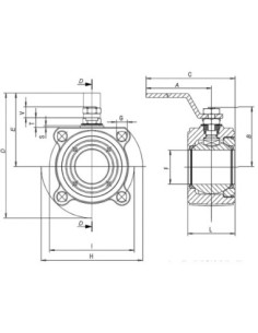 Zawór kulowy kołnierzowy MOON OT58 DN15 PTFE do 16 bar, mosiądz niklowany | Hydraulika | Eshop Dopak | Wszystko dla Przemysłu