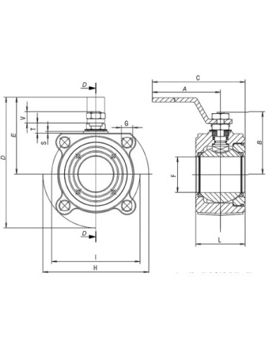 Zawór kulowy kołnierzowy MOON OT58 DN15 PTFE do 16 bar, mosiądz niklowany | Hydraulika | Eshop Dopak | Wszystko dla Przemysłu