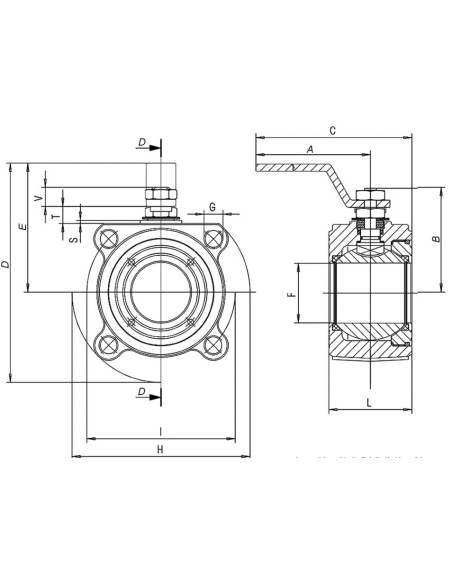 Zawór kulowy kołnierzowy MOON OT58 DN15 PTFE do 16 bar, mosiądz niklowany | Hydraulika | Eshop Dopak | Wszystko dla Przemysłu