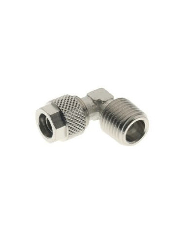 Złączka pneumatyczna skręcana kątowa R 3/8 GZ, do węża fi 10x8 mm, mosiądz niklowany | Pneumatyka | Eshop Dopak | Wszystko dla P