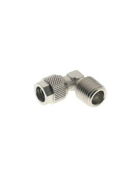 Złączka pneumatyczna skręcana kątowa R 1/4 GZ, do węża fi 6x4 mm, mosiądz niklowany | Pneumatyka | Eshop Dopak | Wszystko dla Pr
