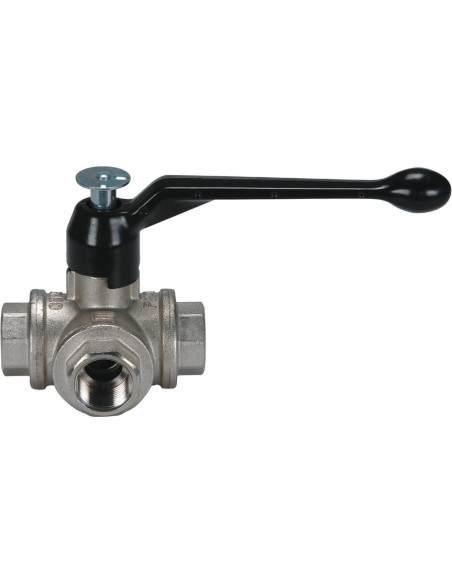 Zawór kulowy trójdrożny TRIFLUX kula typu L, R 3/4 GW, PN40, mosiądz niklowany | Hydraulika | Eshop Dopak | Wszystko dla Przemys