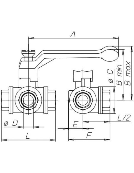 Zawór kulowy trójdrożny TRIFLUX kula typu L, R 3/4 GW, PN40, mosiądz niklowany | Hydraulika | Eshop Dopak | Wszystko dla Przemys