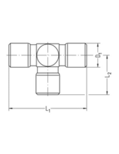 Trójnik wtykowy 2 uszczelki FPM Viton przelotowy do węża fi 10 mm (10/8 mm)