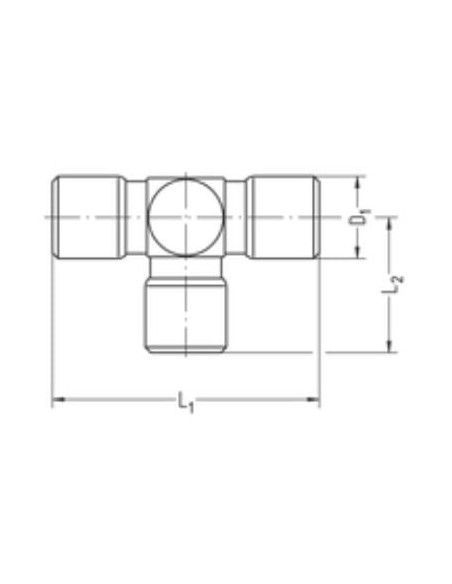 Trójnik wtykowy 2 uszczelki FPM Viton przelotowy do węża fi 12 mm (12/9 mm)