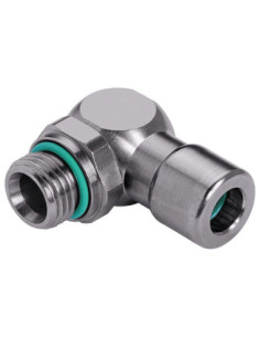 Złącze wtykowe okrągłe 2 uszczelki FPM Viton kątowa G 1/8 GZ do węża fi 6 mm (6/4 mm)