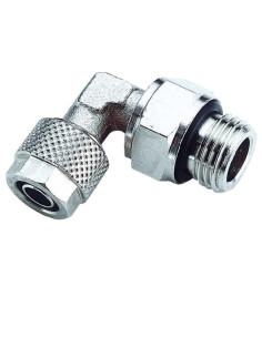 Złączka pneumatyczna skręcana kątowa obrotowa G 1/8 GZ, do węża fi 4x2,7 mm, mosiądz niklowany | Pneumatyka | Eshop Dopak | Wszy