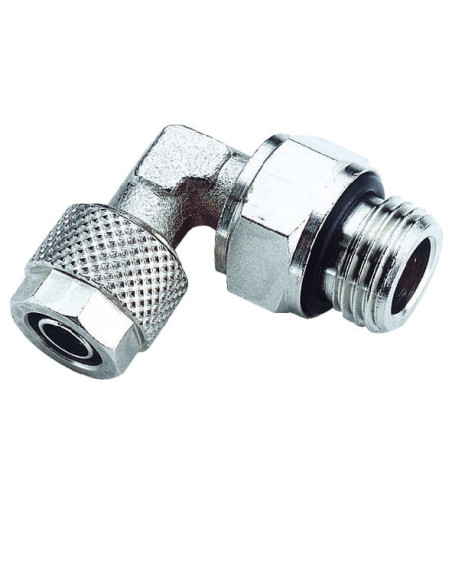 Złączka pneumatyczna skręcana kątowa obrotowa G 1/4 GZ, do węża fi 6x4 mm, mosiądz niklowany | Pneumatyka | Eshop Dopak | Wszyst