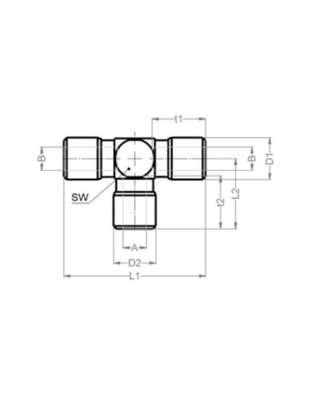 Trójnik przelotowy T mosiądz do węża 14  FPM