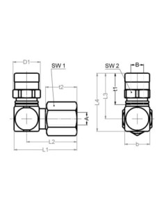 Adapter skręcany pod rurkę 10 na wąż 8, kątowy,mosiądz, FPM 2