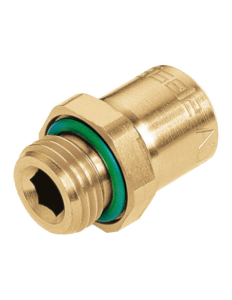 Złączka wtykowa prosta do układów chłodzenia G 1/2 GZ, do węża fi 10 mm, mosiądz, FPM