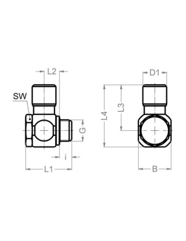 Złączka banjo pojedyncza G 1/2 GZ do węża fi 14 mm, mosiądz, FPM, Eisele