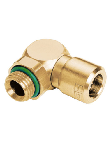 Złączka wtykowa kątowa obr. G1/8 do węża 10, mosiądz, FPM