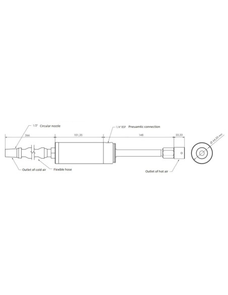 Rurka wirowa Vortex, dysza chłodzenia miejscowego G 1/4, wyjście G 1/2, -20 do  120°C, stal nierdz. | Pneumatyka | Eshop Dopak |